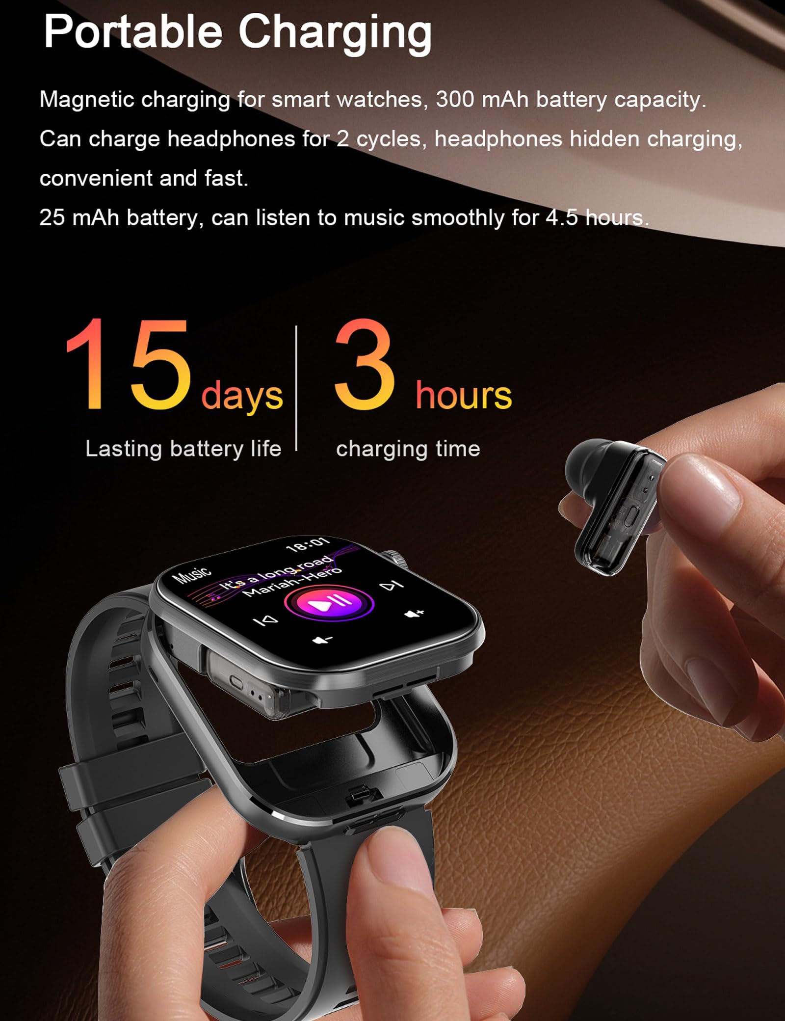ZJX Reloj inteligente con auriculares