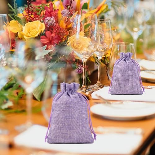 Miniatura 6 de Lucky Monet 25, 50, 100 bolsas arpillera de regalo con cordón de lino, bolsas para joyería, bolsas arpillera de yute para boda, fiesta de