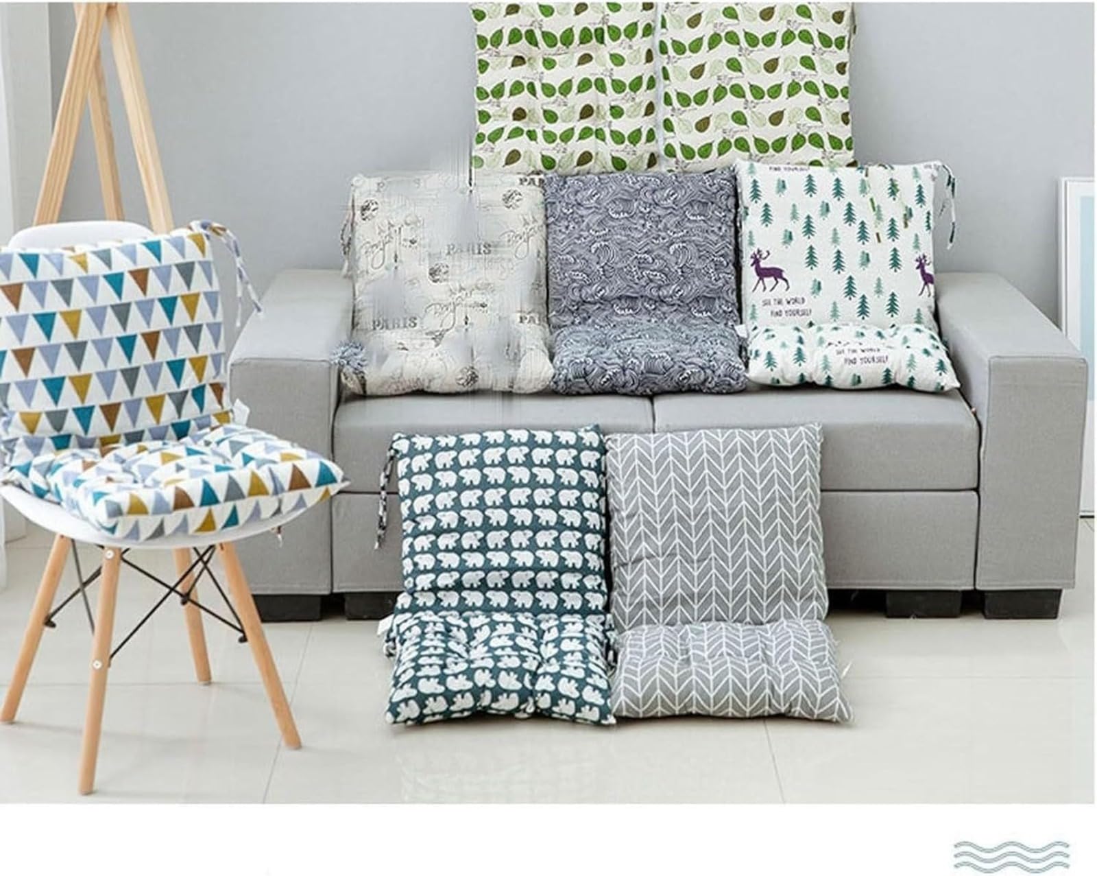 Pack de 2 cojines para silla con respaldo Almohadillas para asiento y respaldo con cinta de velcro Cojín de respaldo bajo para silla de jardín 40x80cm Respaldo para silla extraíble