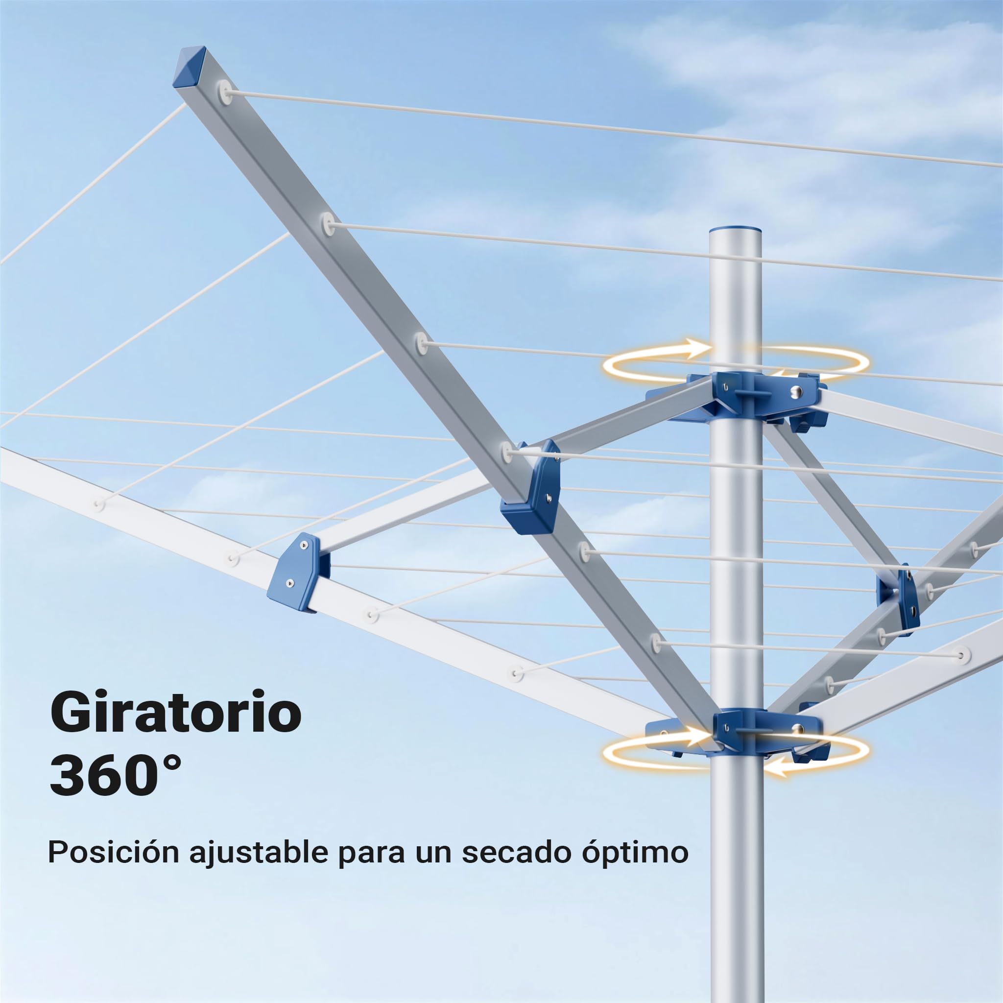 WilTec Tendedero Plegable portátil 16m tendedero Tipo Paraguas de 4 Brazos tendal de Aluminio Altura 155cm
