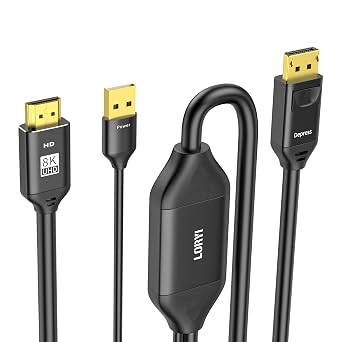 8K HDMI to DisplayPort Cable 4K@120Hz2K@144,HDMI 2.1 to DisplayPort 1.4 Adapter Cable for Xbox Series X,PS4,PS5,PS4 Pro,HDMI to Display Port 6.6ft,Unidirectional hdmi to DP