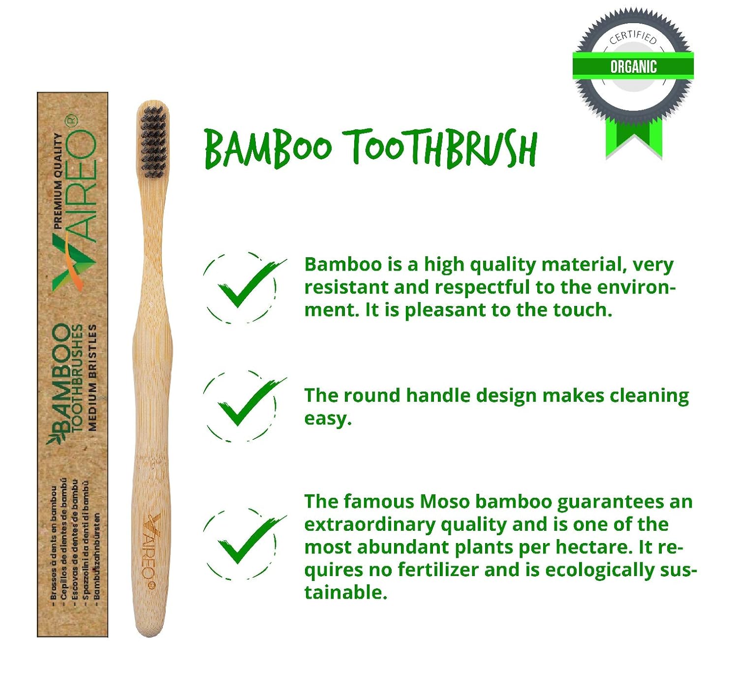 Blасk Frіdау - 60% оƒƒ Vaireo Bamboo Eco Friendly Wooden Toothbrushes – Safe Infused Charcoal Ergonomics Handle Biodegradable Non Plastic Bristles Recyclable Sustainable Organic Natural (Adult Charcoal 3 Pack)