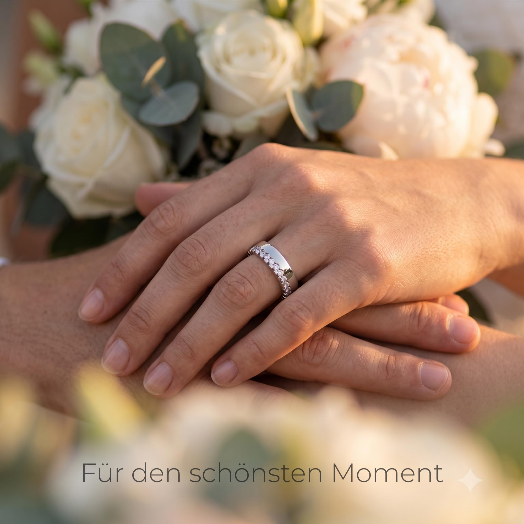 Kolibri Rings Damenring 15 Zirkonia Steine Sterling Silber 925 Ring Ehering Verlobungsring Partnerring Freundschaftsring - Inkl. Gravur und Etui