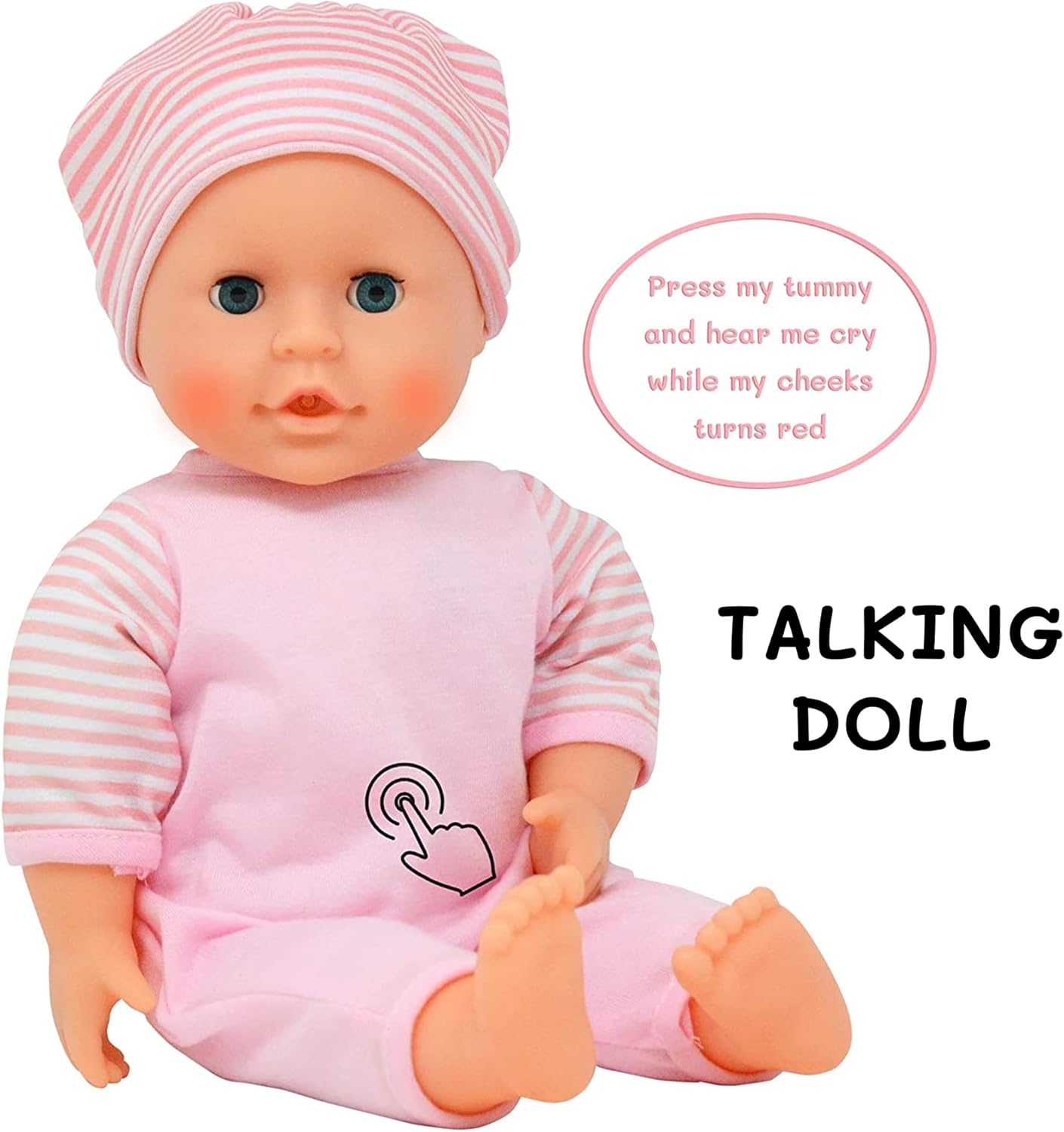Interactive Talking Baby Doll Doctor Set Toy Pack for Kids – 14” Doll with Lights, Sound Effects, Pretend Play Dr Checkup Accessories – Pink Newborn Hospital Care Nursing Playset for Toddler Girl 3+