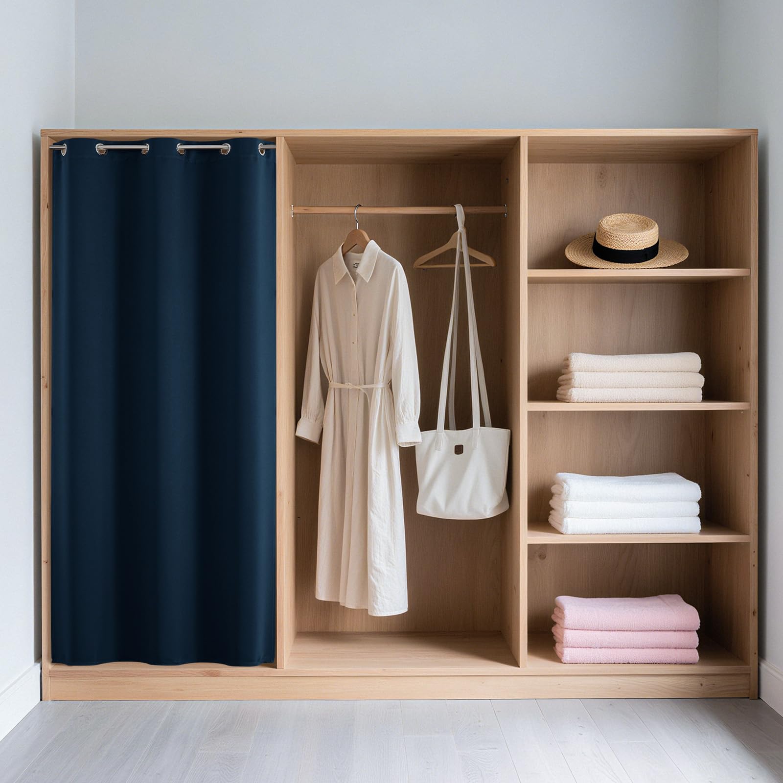 Joydeco Rideaux de porte de placard pour chambre à coucher, porte de placard, rideaux de porte bleu marine pour portes d'intimité, chambre à coucher, tissu dense au toucher lisse