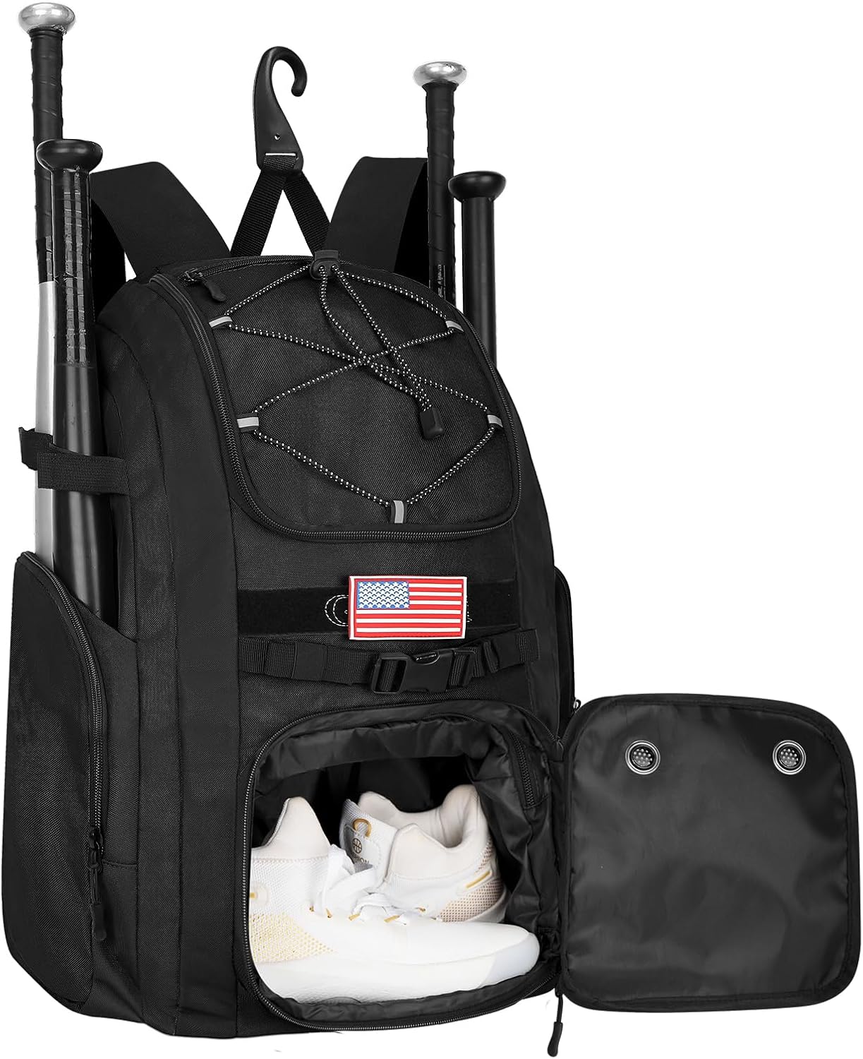 Goloni Baseball Bag, 60L Capacity Softball bag Holds 4 Bats for Youth & Adult, Baseball Bat Backpack with Shoes Compartment,Helmet Holder,Fence for Hook T-Ball, Softball Equipment, Baseball Gear