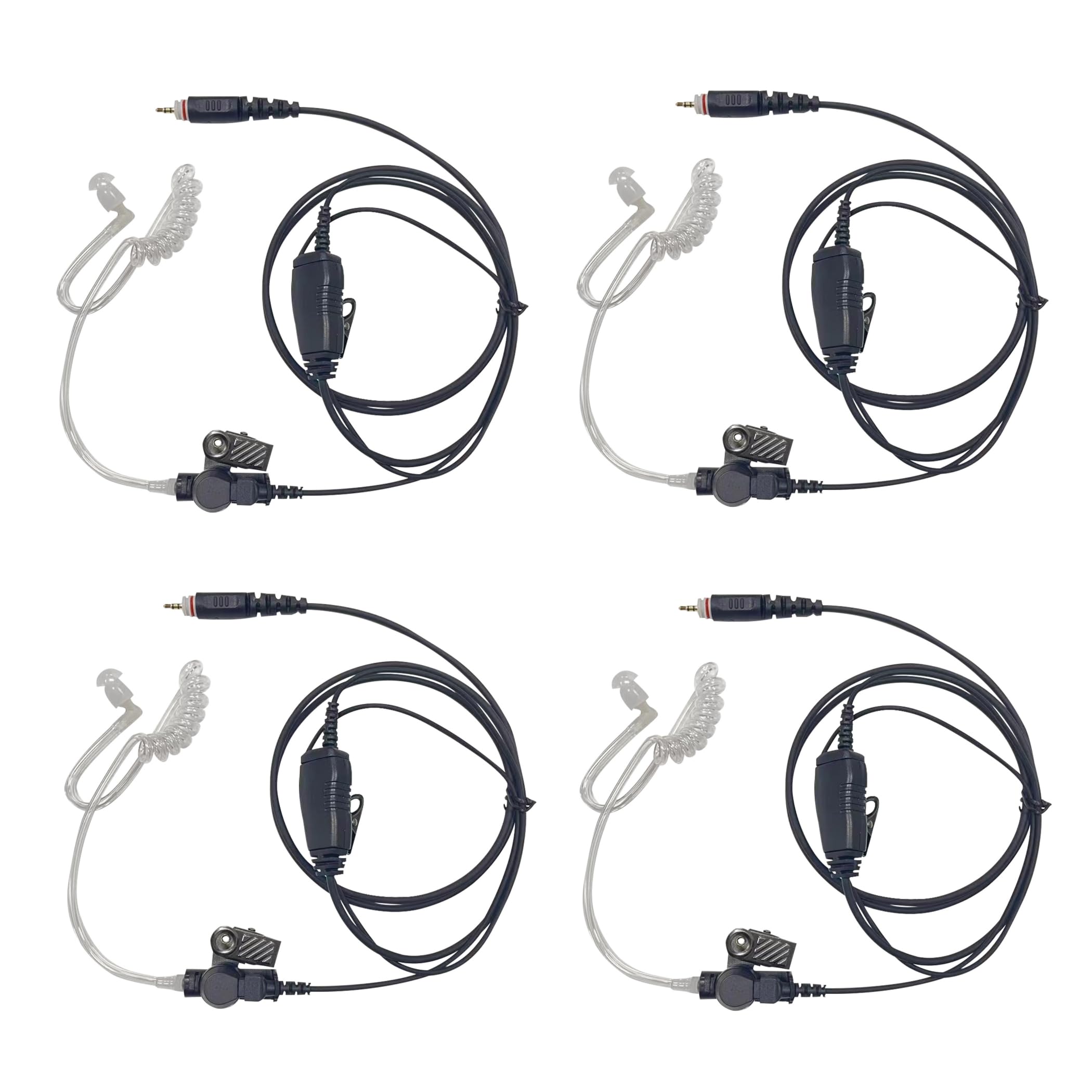 WODASEN 4 Pcs CLP1010e Earpiece CLP1080e Earpieces Acoustic Tube Radio Ear Piece with Mic PTT Headset for Motorola 1010e 1080e CLP107e CLP1040e
