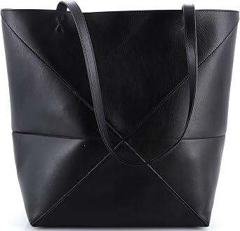 Pre-Loved Puzzle Fold Tote Leather Medium, Black
