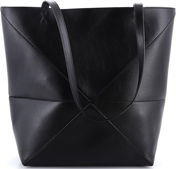 Pre-Loved Puzzle Fold Tote Leather Medium, Black