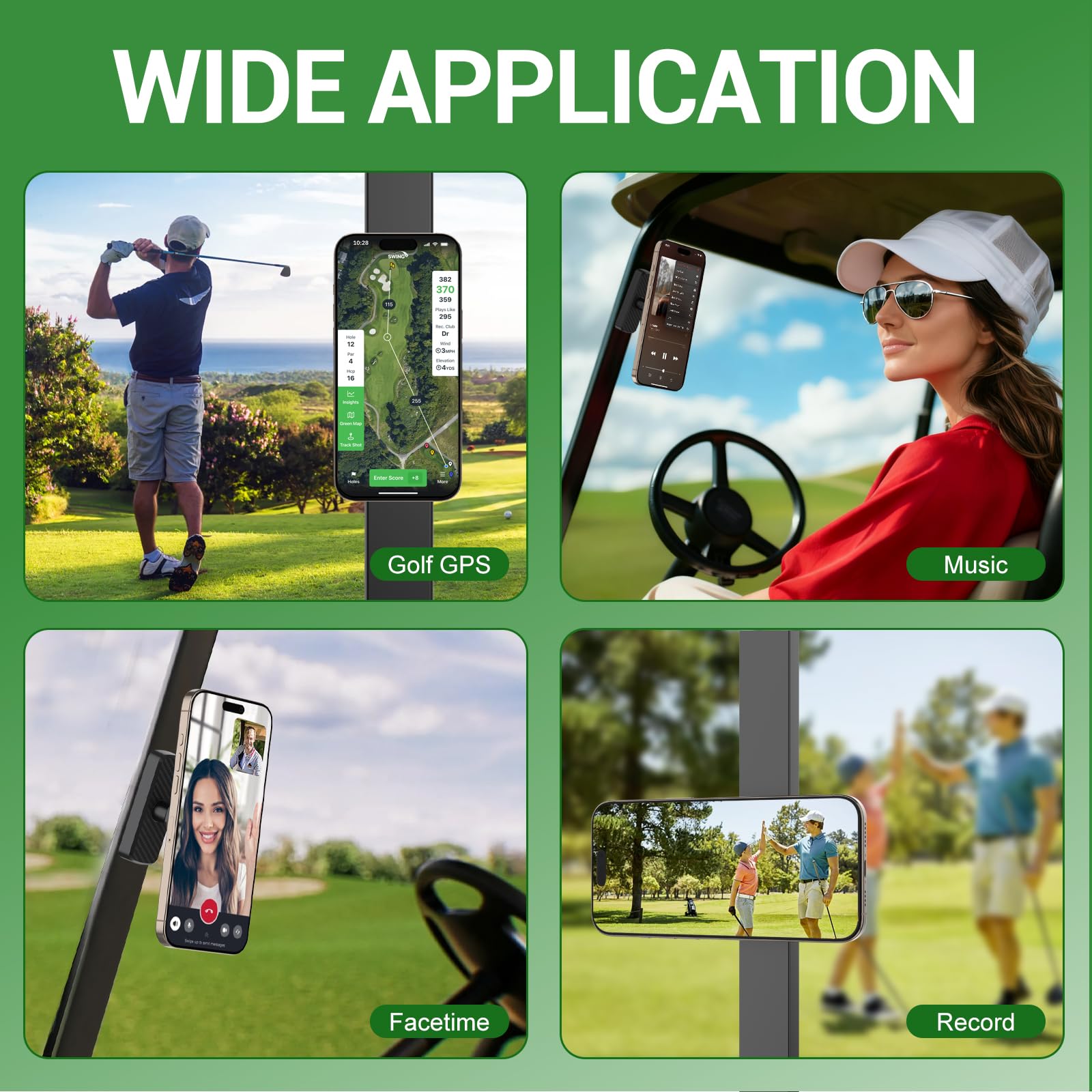 Porta para Teléfono Móvil de Carrito de Golf,Soporte Magnético para Teléfono para Gimnasio Soporte Magnético para Móvil en Carrito de Golf,Accesorios para Gym para Smartphones (Negro)