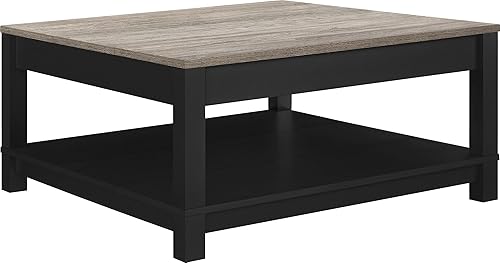 Ameriwood Home Carver Couchtisch mit offenem Stauraum, mattschwarzer Lackierung 