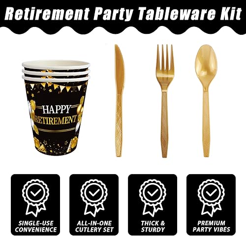 Miniatura 4 de 168 piezas de suministros para fiesta de jubilación, decoraciones de fiesta de jubilación para hombres y mujeres, platos de papel de jubilación de