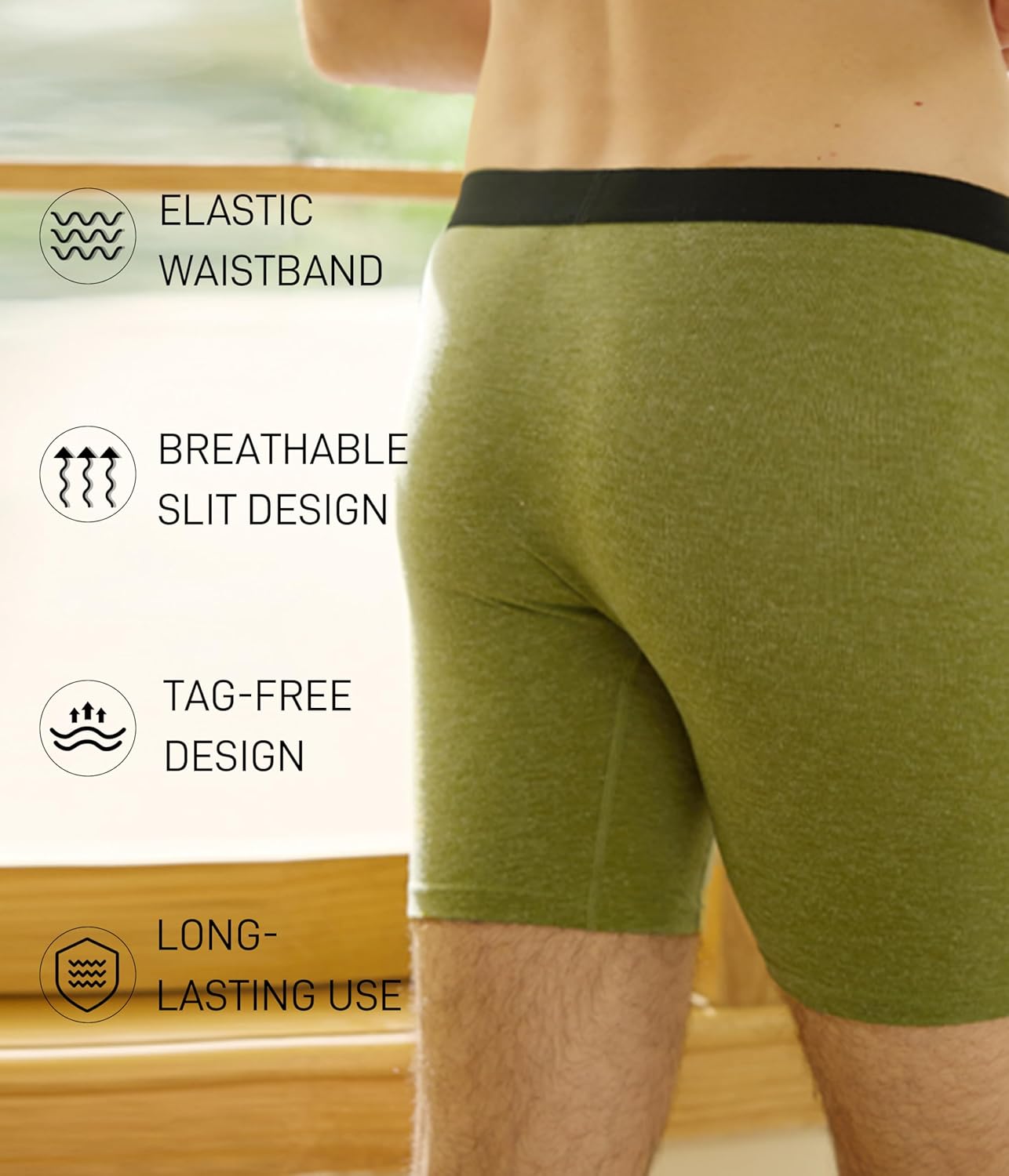 Merino Wool Underwear Men,Breathable Wooly Boxer Briefs,Moisture Wicking Underwear for Men 2 Pack - Image 4