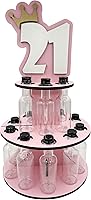 Vista 24 de Lumber Reveal USA Mini Liquor Bottle Cake Display Shelf for 21st Birthday or Other Ages Hand Assembled and Laser Cut Happy Birthday and 21 Mini