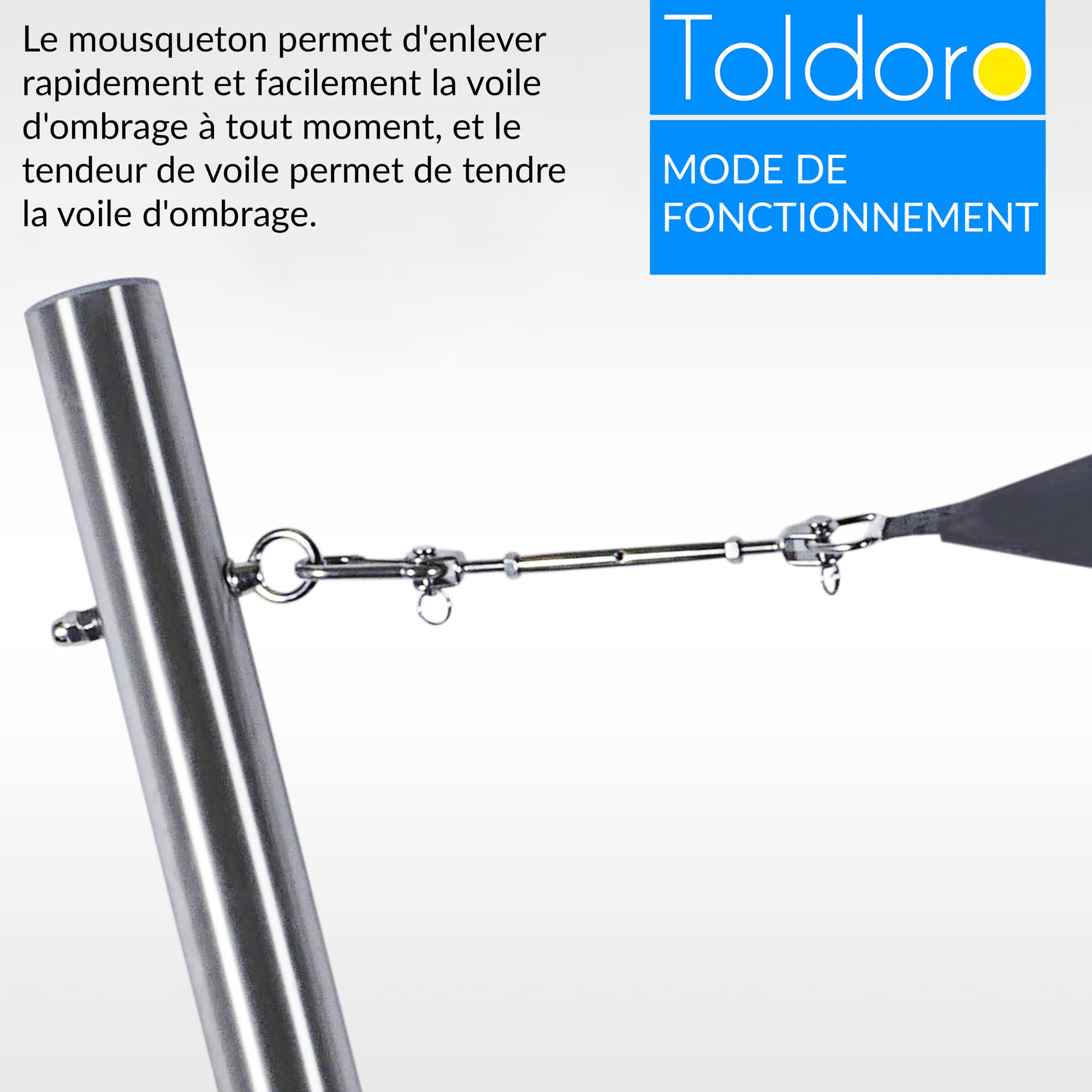 Toldoro® Mât pour Voile d'ombrage 3,5m Ø70mm, poteaux en Acier Inoxydable V2A avec boulons à œil Inclus dans la Livraison avec Douille au Sol pour la Fixation pour Voile d'ombrage