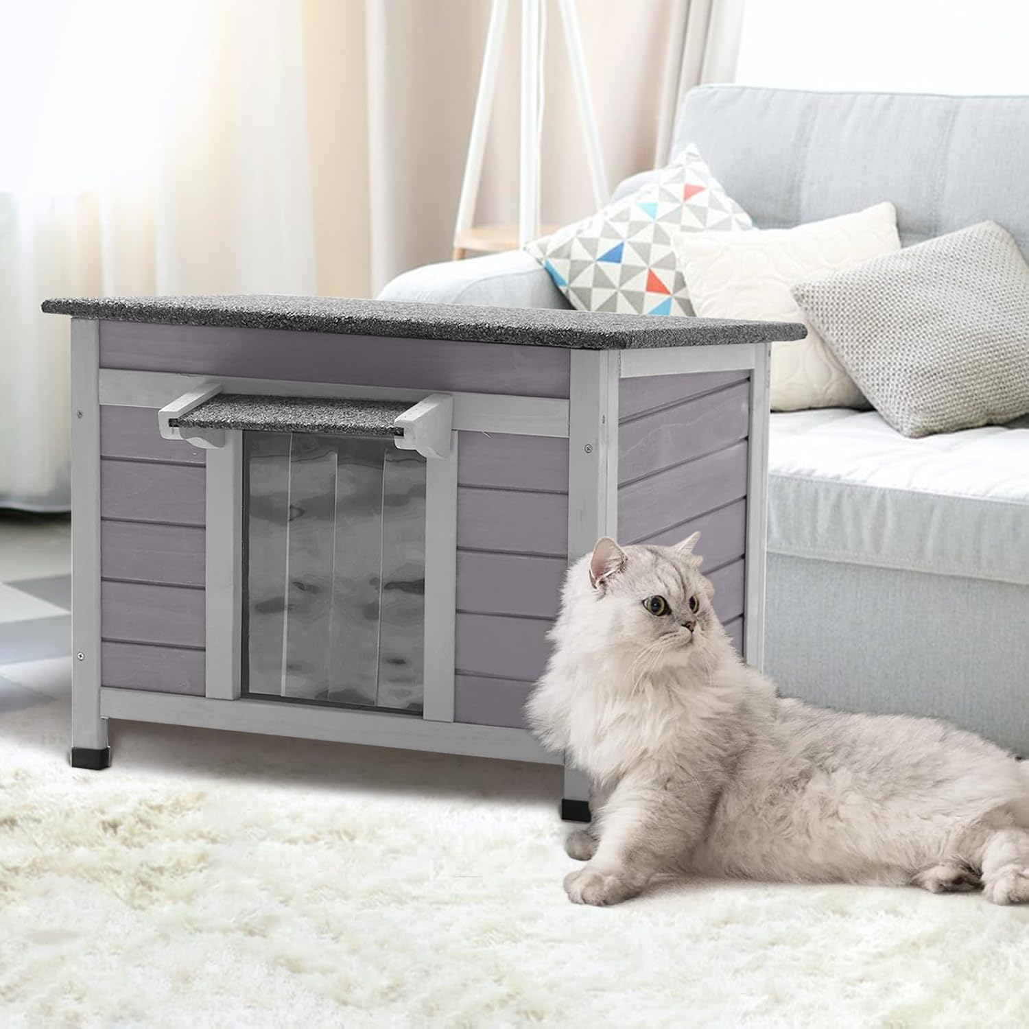 Outdoor Cat House Feral Cat Enclosure, Small Pet House Bunny Cage Outside, Rainproof Cat House