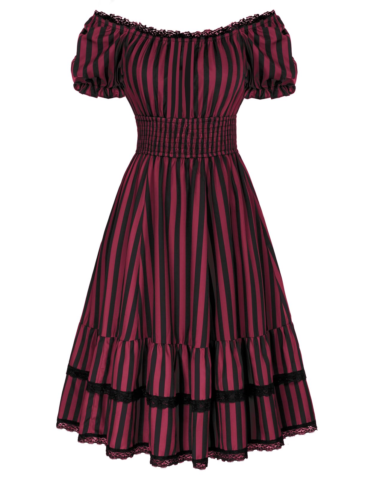 Scarlet Darkness Vestido de encaje steampunk para mujer, estilo rockabilly, estilo medieval