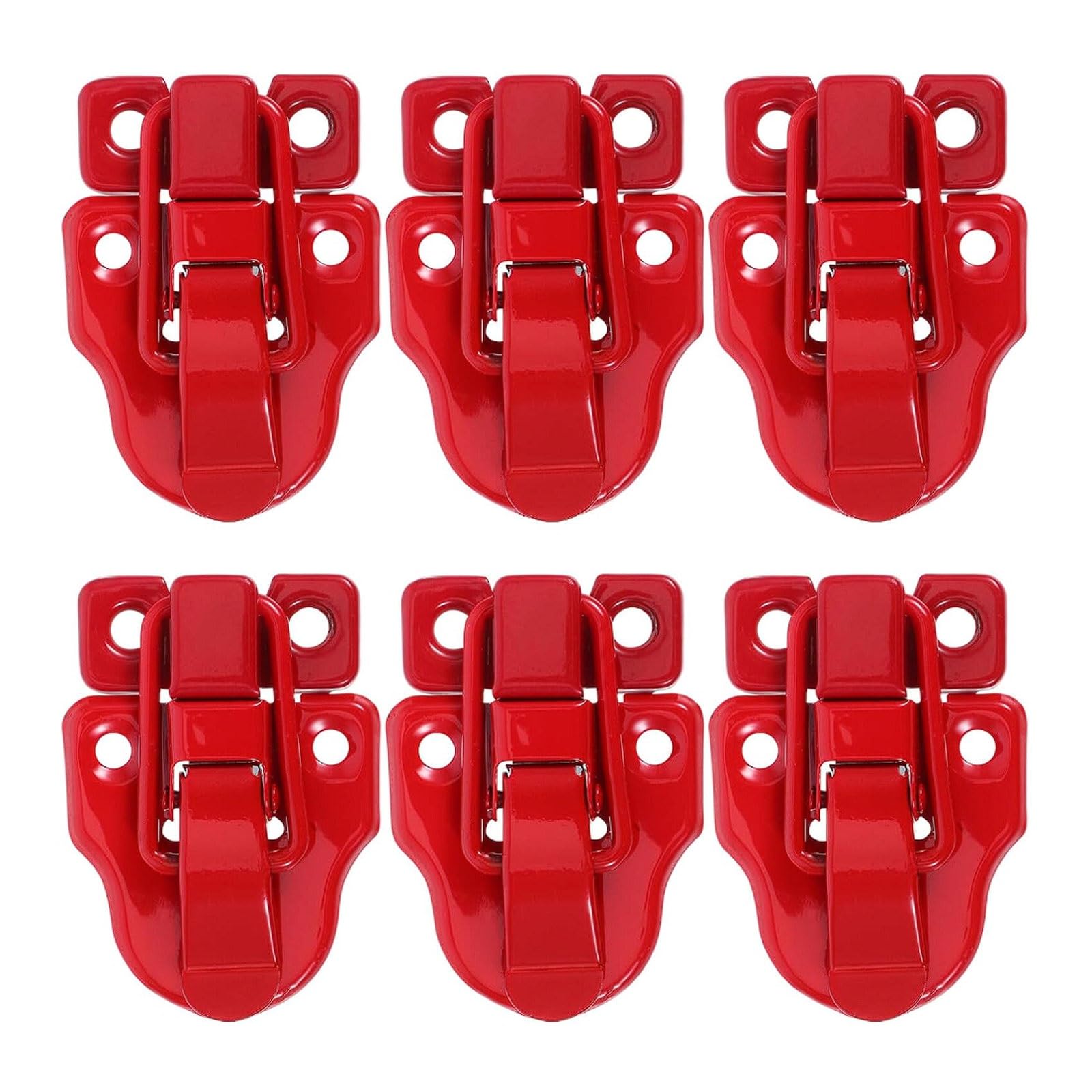 6Pcs Red Vintage Chest Lock Hasp, Pull Duckbill Clasp Latch for Jewelry Box Suitcase Cabinet, Retro Hardware