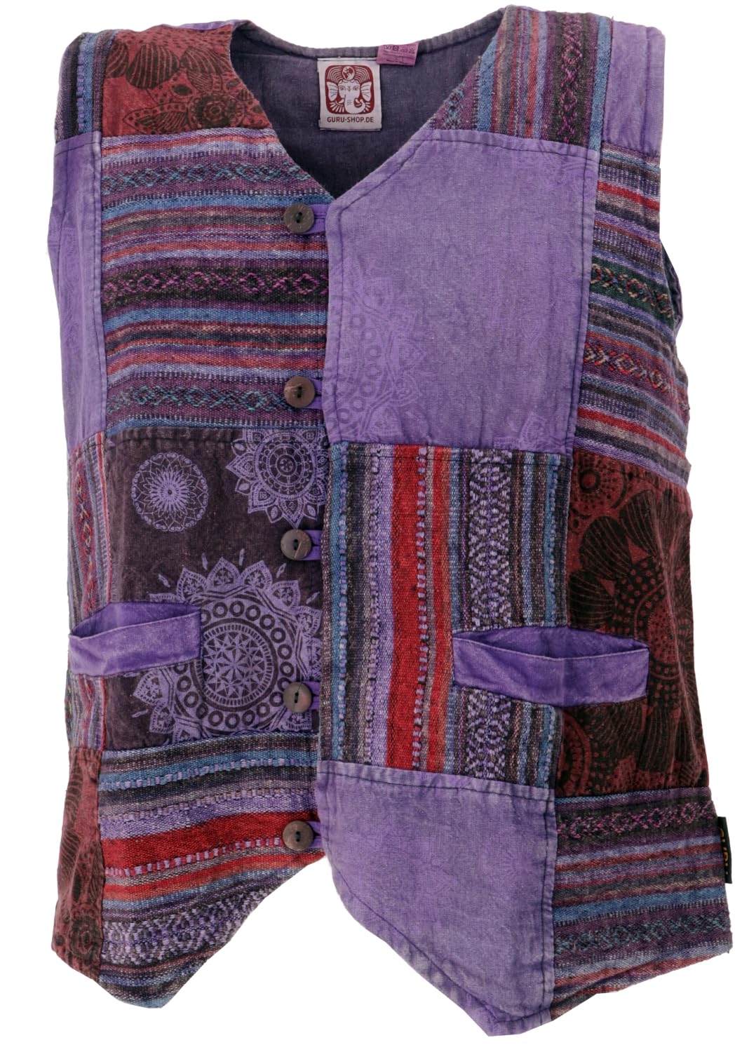 GURU SHOP Goaweste, Psytrance Patchwork męska kamizelka, bawełna, kurtki, kurtki z dzianiny, poncza, odzież alternatywna