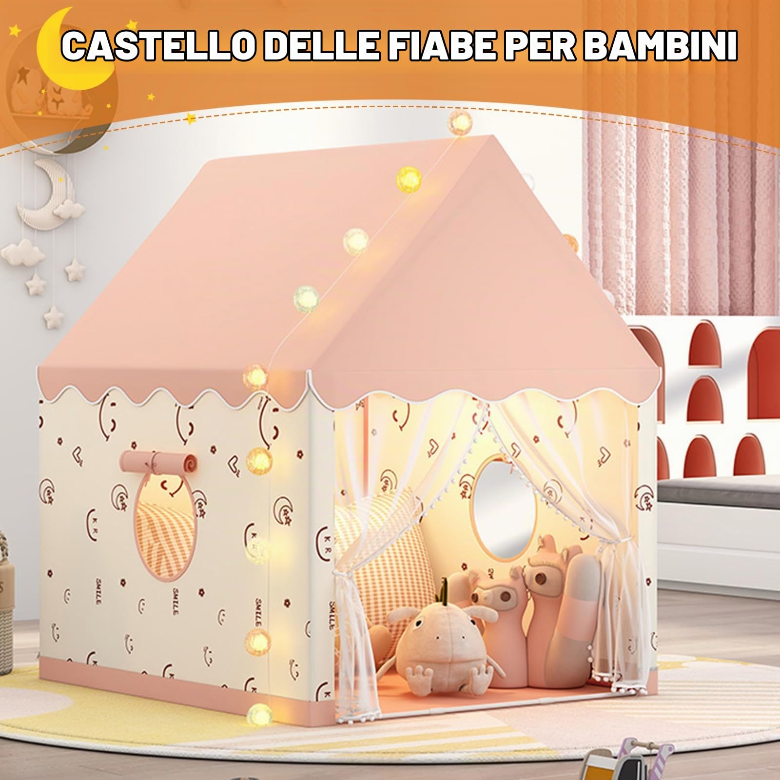 Ergocar Tenda Per Bambini Interno All'Aperto Game House Castle Con Mat Ball Light Cloud Butterfly Adatto Ai Ragazzi e Alle Ragazze Di Toddlers