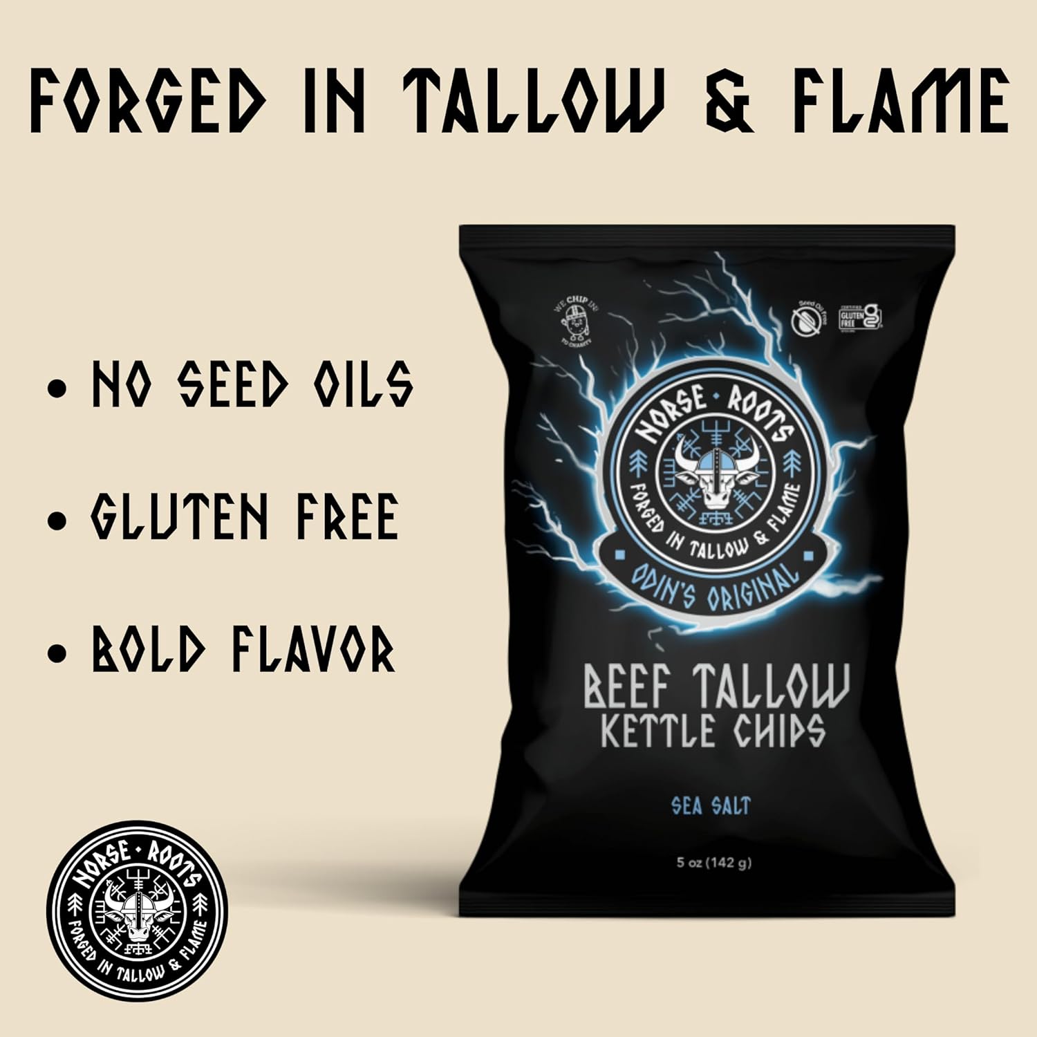 Norse Roots Beef Tallow Kettle Chips Variety Pack – 6 Flavors (Sea Salt, Honey BBQ, Rosemary Steak, Cheddar & Sour Cream, Spicy All Seasoned, Salt & Pepper) – Seed Oil Free, Gluten Free, 6 Pack, 5 oz Bags