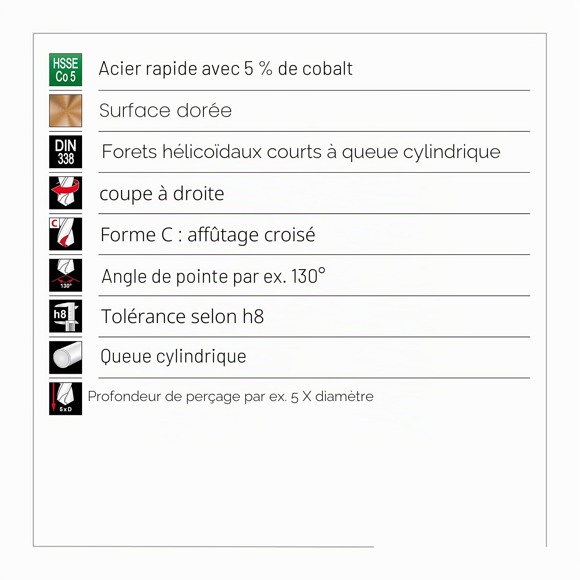 RUKO Set de Forets Hélicoïdaux DIN 338 Typ N – 25 Pièces 1–13 mm, HSS-Co5, Pour Perçage de Métaux, Acier, Inox et Métaux Non Ferreux