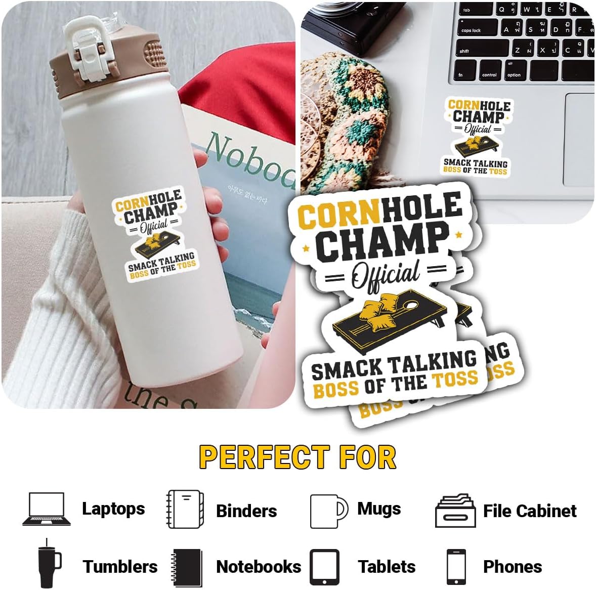 3Pcs Cornhole Champ Official Smack Talking Boss of the Toss Sticker Funny image 3