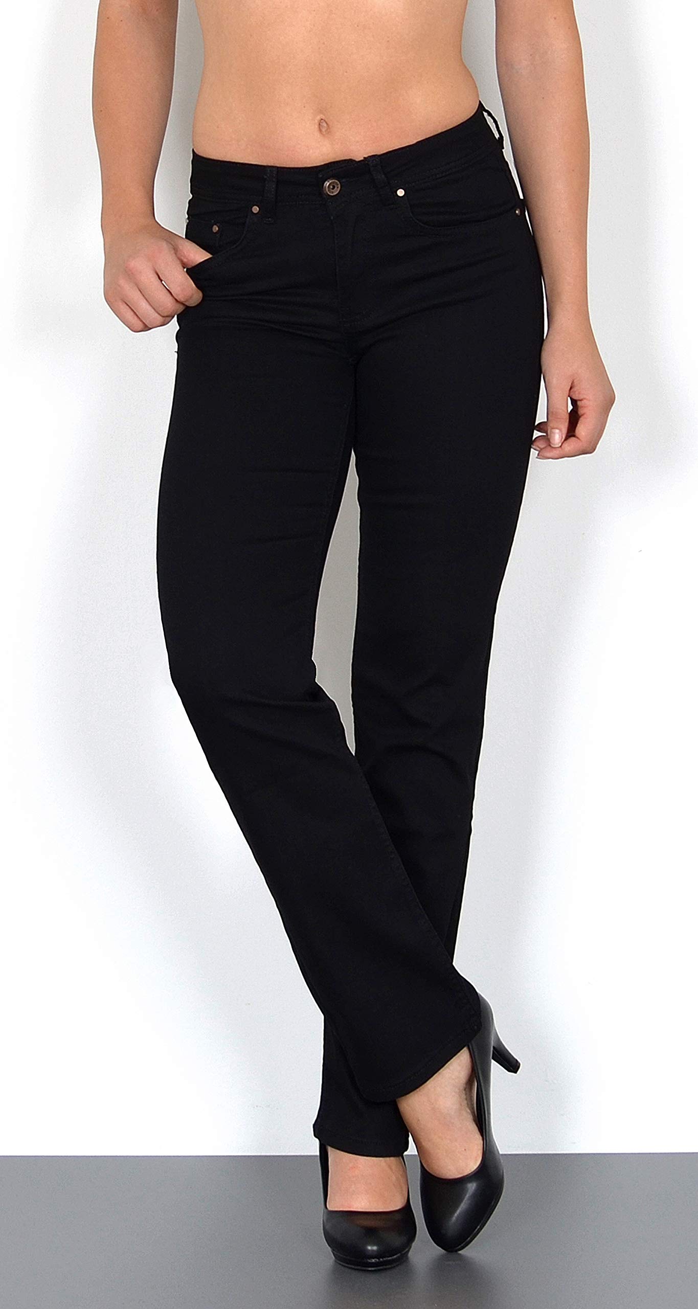 ESRA Straight Jeans Damen Stretch Hose Damen Jeans High Waist - Premium Damen Jeans Gerades Bein bis Übergröße Große Größe G6