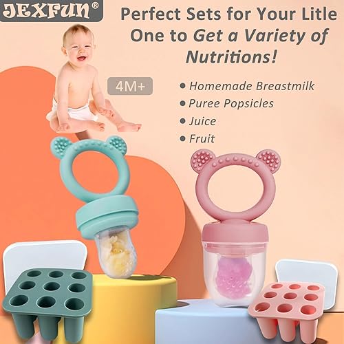 Miniatura 2 de JEXFUN Alimentador de alimentos de silicona para bebés, moldes para chupete y leche materna, recipientes para almacenamiento de alimentos para