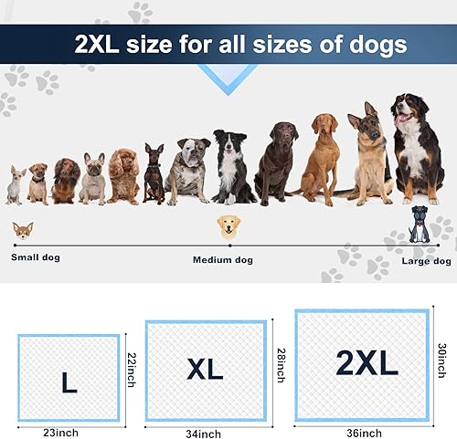 Miniatura 6 de Boscute XXL Engrosadas 6 Capas Súper Absorbentes Almohadillas de Entrenamiento para Mascotas de 30"x36" para Orina de Perros, Extra Grandes de
