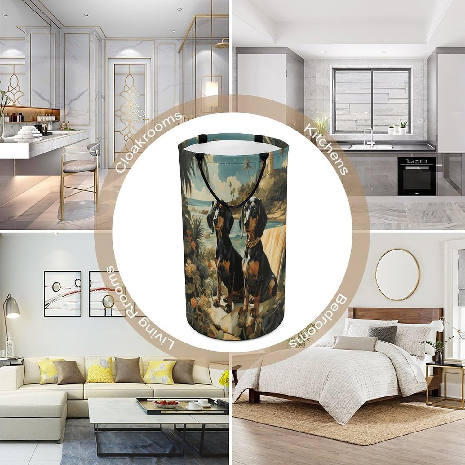 Dachshund Dog Bento Laundry Basket Large Foldable Laundry Hamper with Handles Freestanding Collapsible Clothes Basket Waterproof Portable Dirty Clothes Hamper for Bathroom 86L