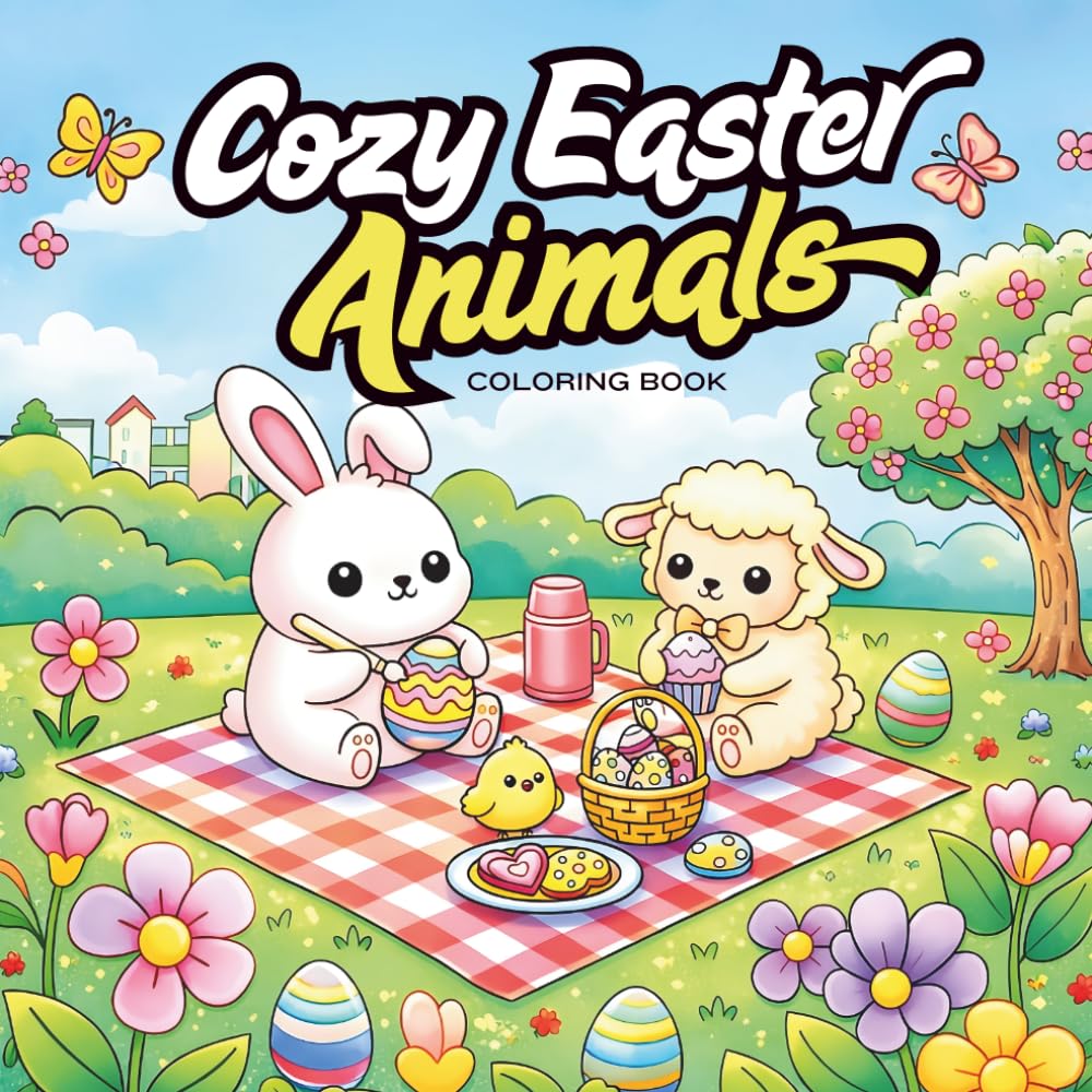 Cozy Easter Animals Coloring Book: Bold and Easy Cute Bunny and Chick Designs: Simple Cozy Spring Scenes with Easter Eggs, Egg Hunts, and Adorable Animals for Stress Relief and Relaxation