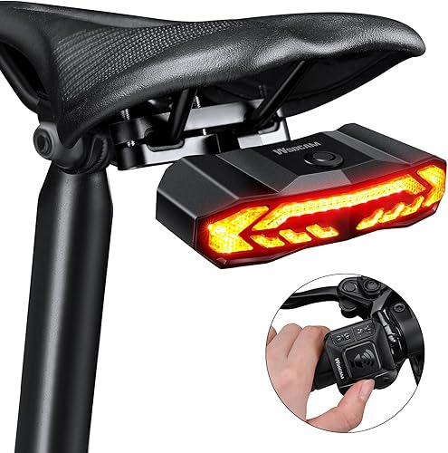 Vista 8 de WSDCAM Smart Bike Seat/Bike Basket Tail Light with Turn Signals and Brake Light, Bike Alarm Horn with Remote, Rechargeable Rear Bike Light for Night