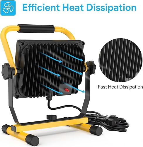 Miniatura 3 de shinic Luz de trabajo LED de 10000lm con soporte, luz de inundación para exteriores de 95 W, impermeable IP66, enchufe de 3 clavijas con