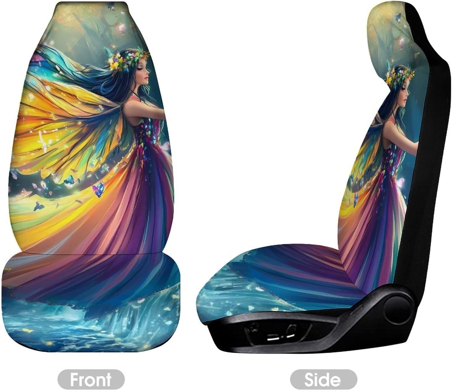 Beautiful Butterfly Fairy Car Seat Covers Universal Car Front Seats Protector Auto Interior Accessories 1PCS