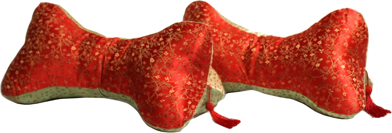 A8 Pair Chinese Oriental Mix Color Triangle Ribbon Shape Fabric Pillow Cushions Aws629