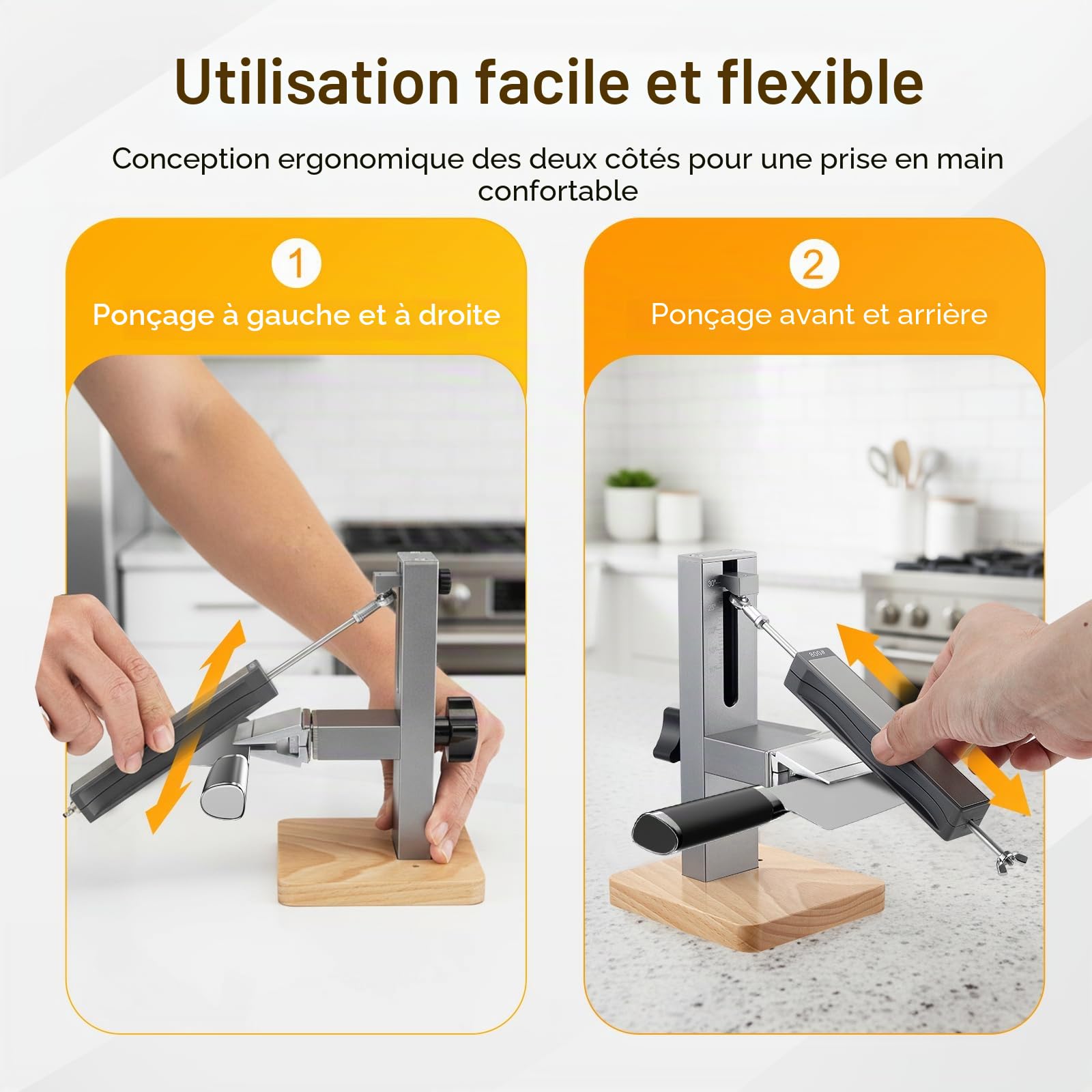 Affûteur de Couteaux Professionnel Set avec Angle Fixe 10-30°, Aiguiseur de Cuisine avec 2 Blocs Diamantés Double Face pour Couteaux en Acier Inoxydable et céramique de Toutes Tailles