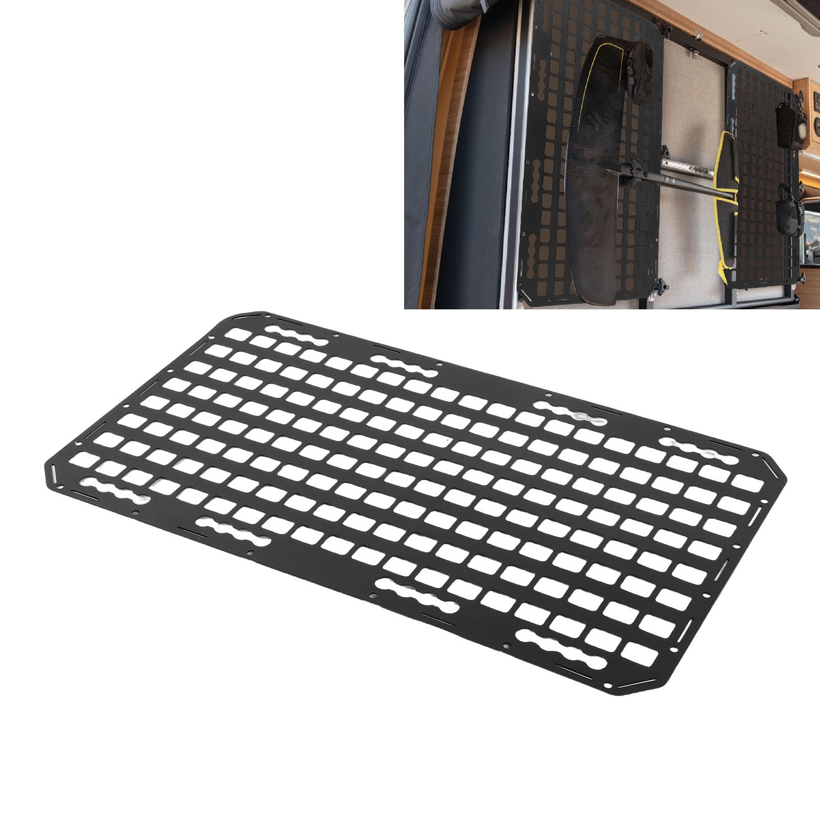 Akozon L Organizator Torów, Modułowy Panel do Przechowywania w Samochodzie Aluminiowy Panel Molle do łóżka Ciężarowego L Organizator Przechowywania Torów dla SUV-ów