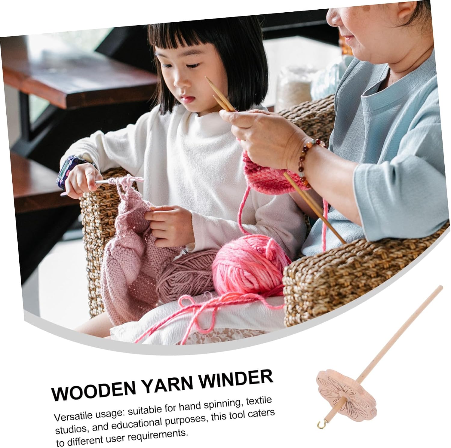 Wooden Drop Spindle Yarn Spinner for Beginners Top Wheel Spinning Tool Hand Cranked Spinning Wheel for Yarn Making for Knitting and Crocheting Enthusiasts