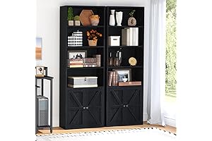 oneinmil 6 Tier Black Office Storage Bookshelf and Office Cabinet