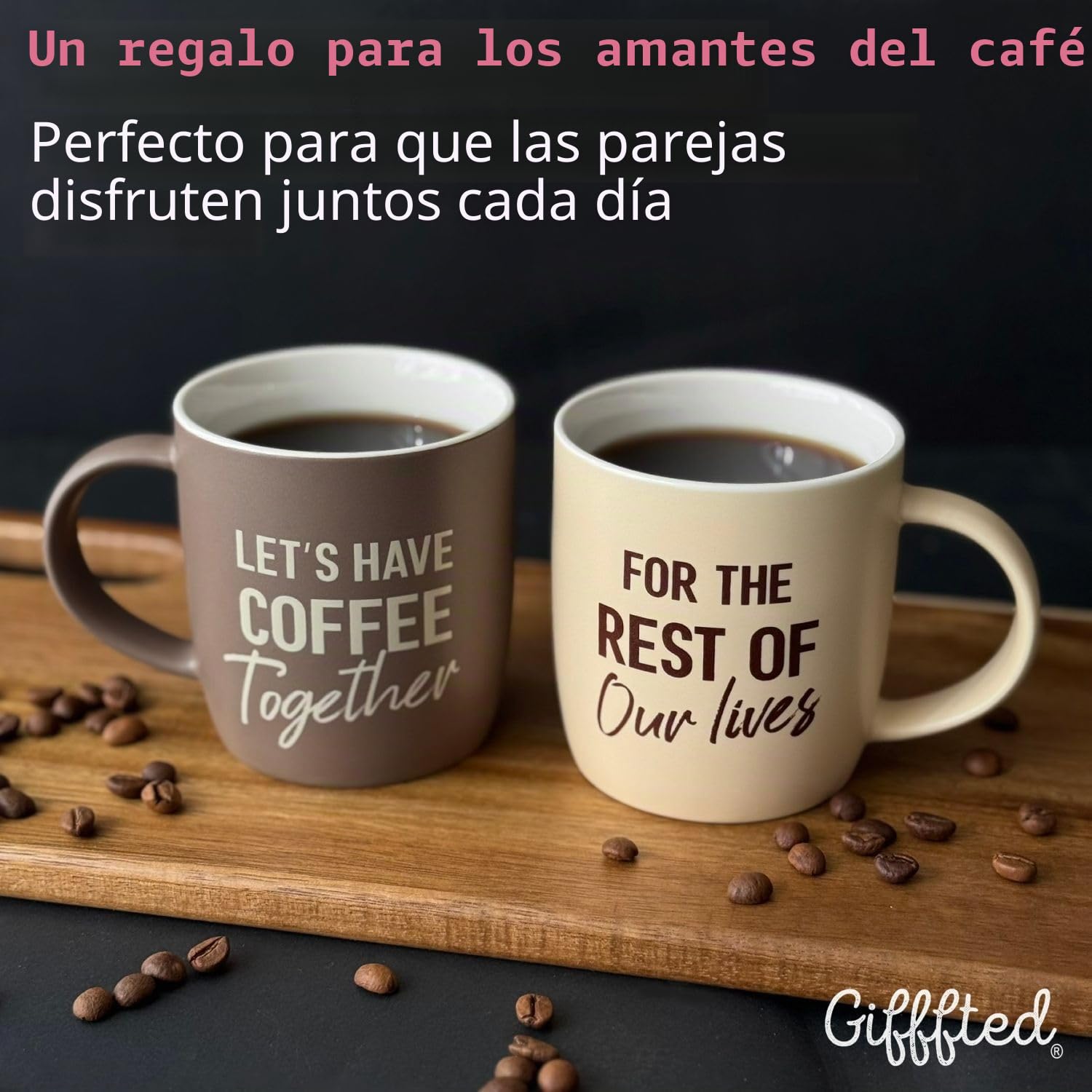 Triple Gifffted Taza de cerámica Let's Have Coffee Together para parejas, 380 ml | Taza de compromiso de boda para parejas, novios, recién casados, él y ella, Mr & Mrs, aniversario, Navidad, San Valentín