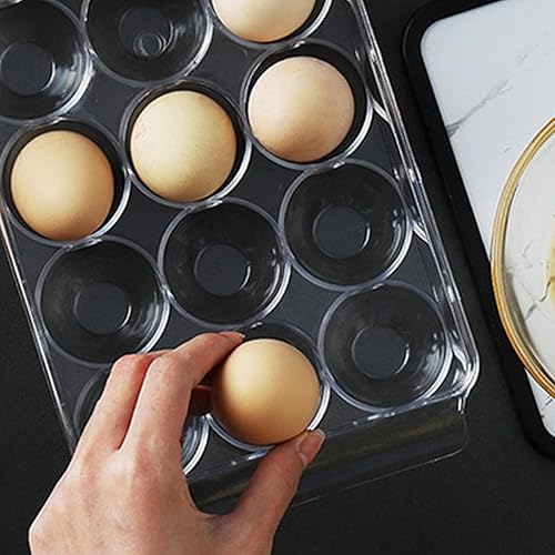 Miniatura 5 de Caja de almacenamiento de huevos de 12 rejillas para refrigerador, soporte versátil para huevos con una cubierta para una fácil visibilidad de la
