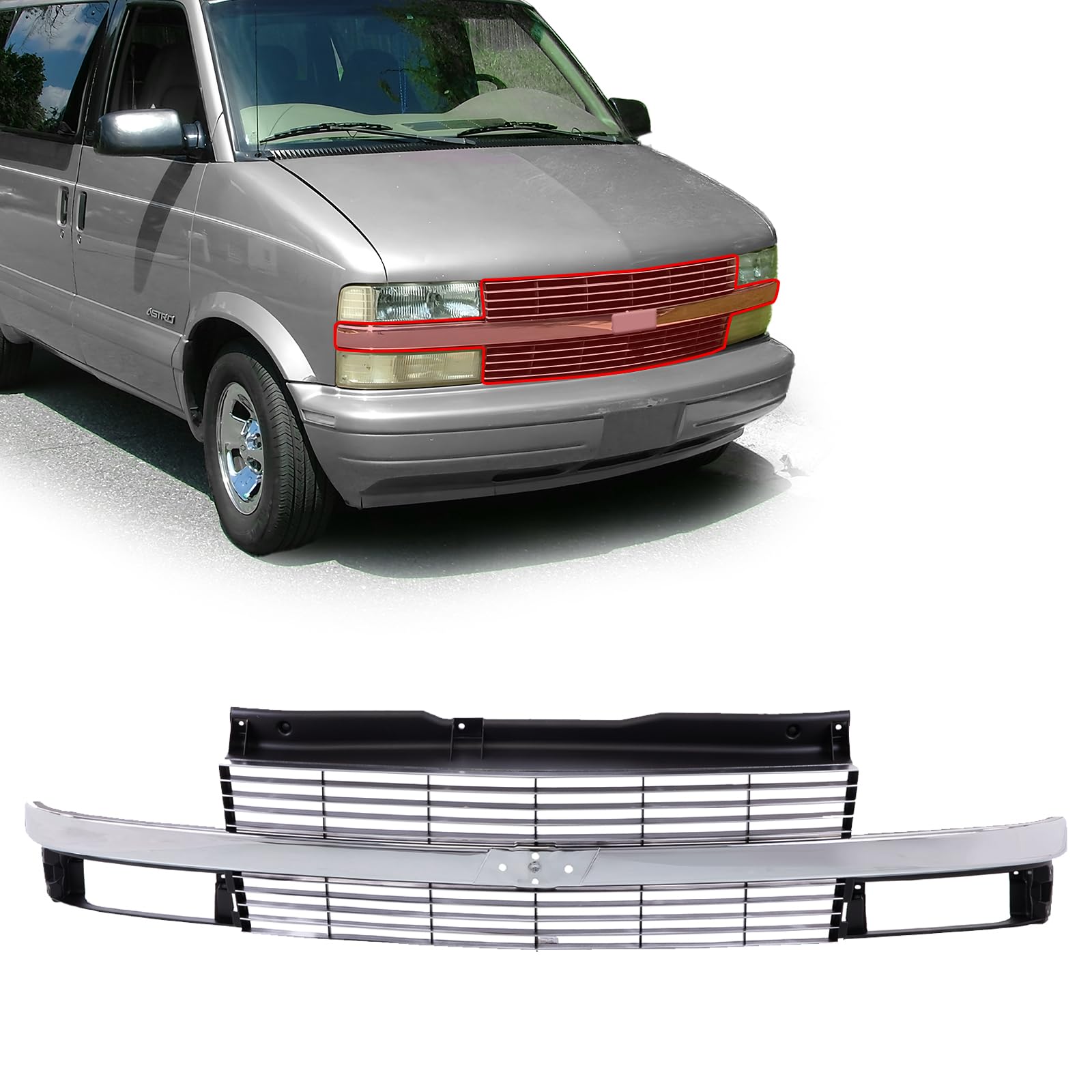 Chevrolet グリル ホワイト　アストロ Amazon.com: CarPartsDepot Front Grille Grill w/Chrome Center Bar