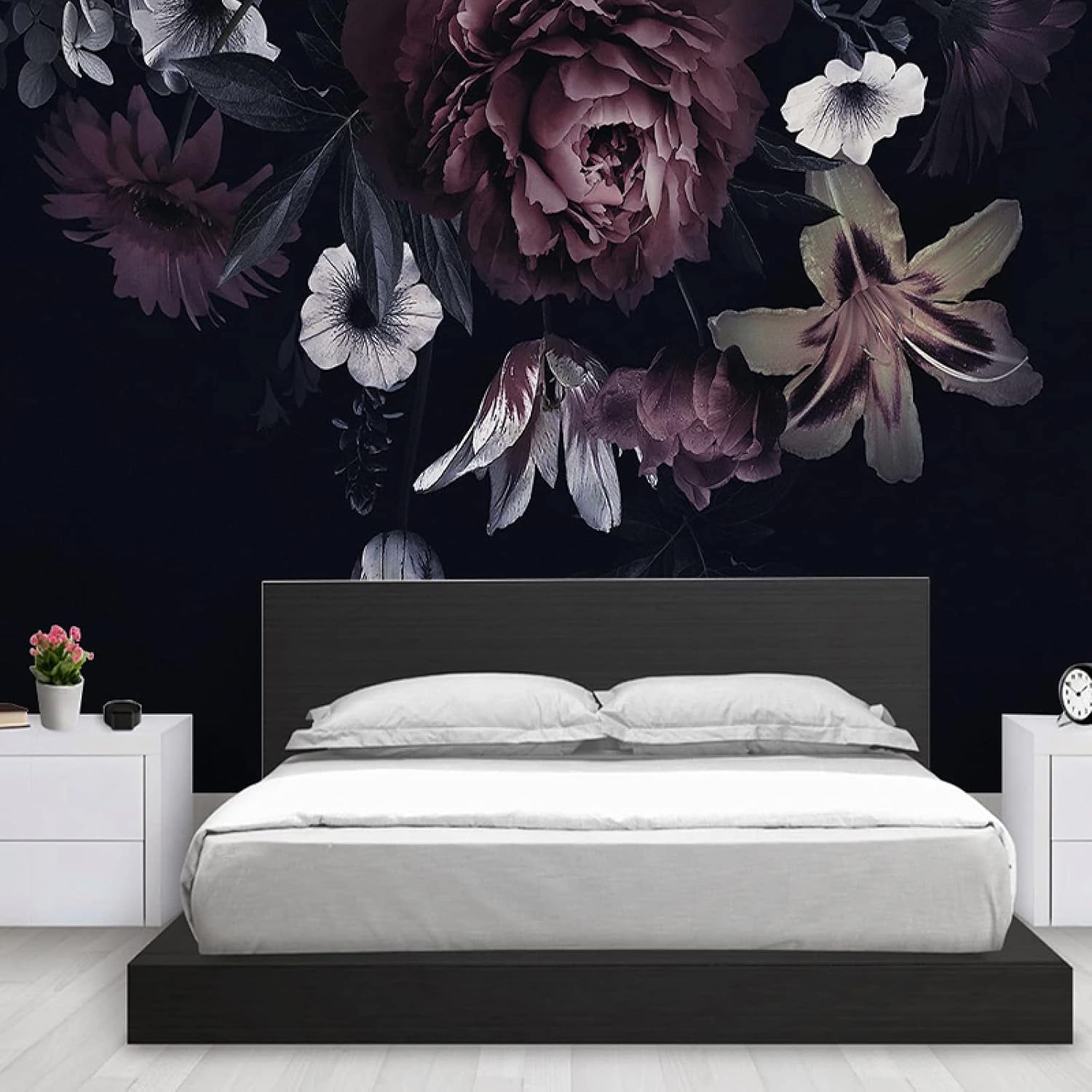Papier peint 3d lys roses en soie gaufrée moderne pour salon et chambre 150x105 cm