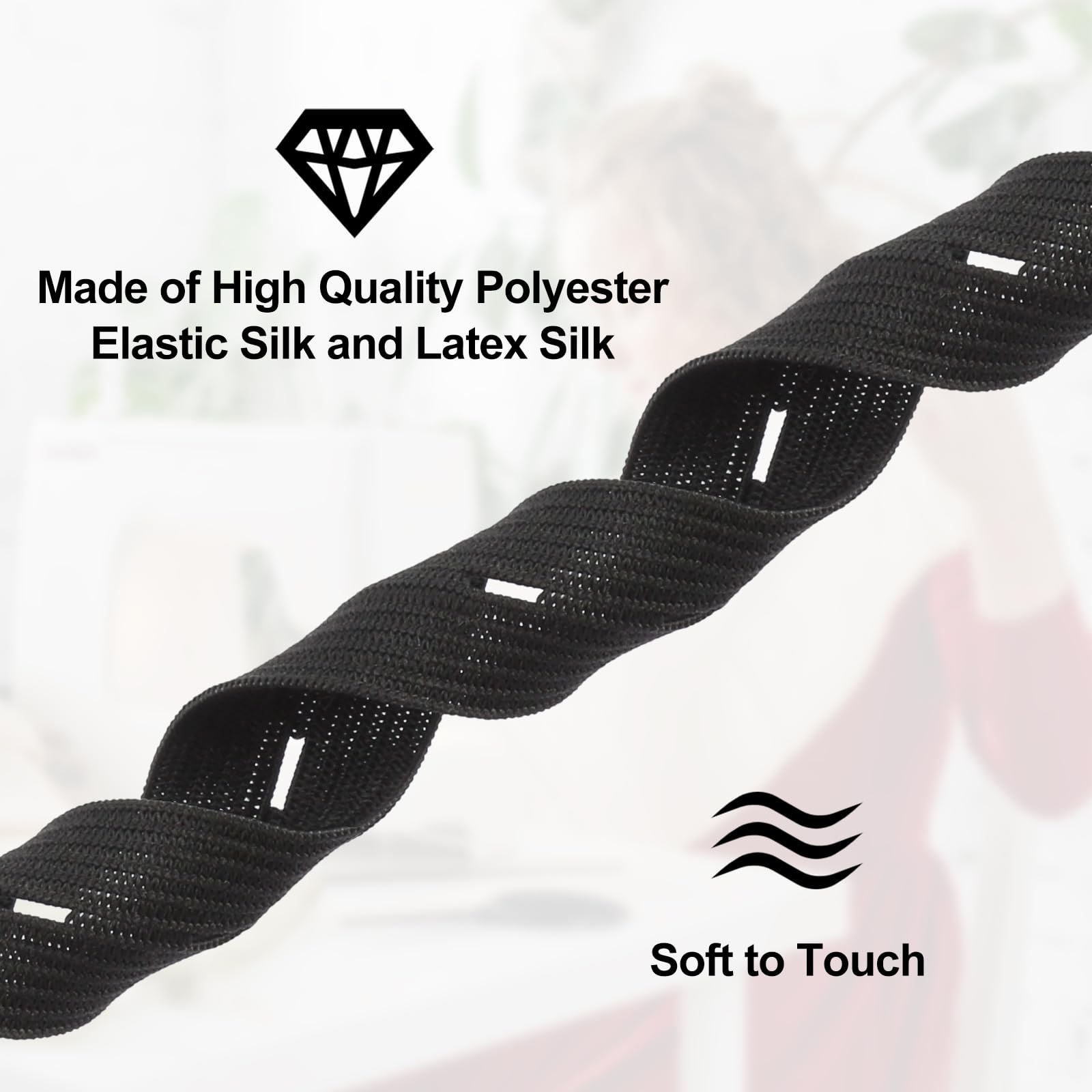 2 Rotoli Di Elastico Per Cucito 20 Mm X 10 M Con 30 Bottoni - Fascia In Gomma Con Occhielli Per Pantaloni, Gonne, Abbigliamento Premaman (Nero E Bianco) - 3