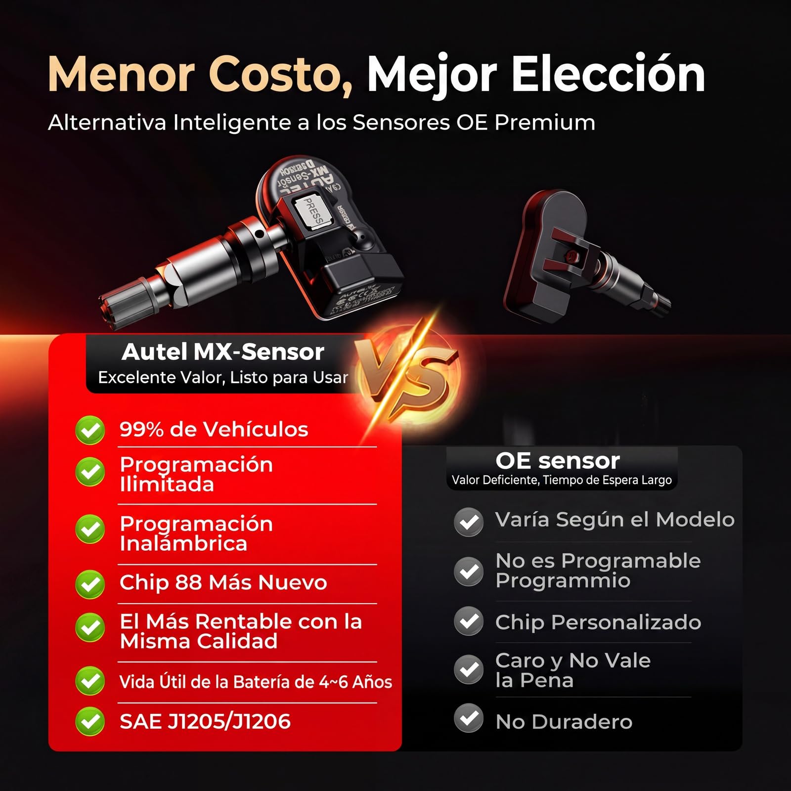 Autel RDKS 2 in 1 MX-Sensor a doppia frequenza, sensori TPMS di livello OE per il 99% delle auto, sensore di pneumatici programmabile al 100%, funziona con TS408S TS501Pro TS508WF TS601 strumento TPMS