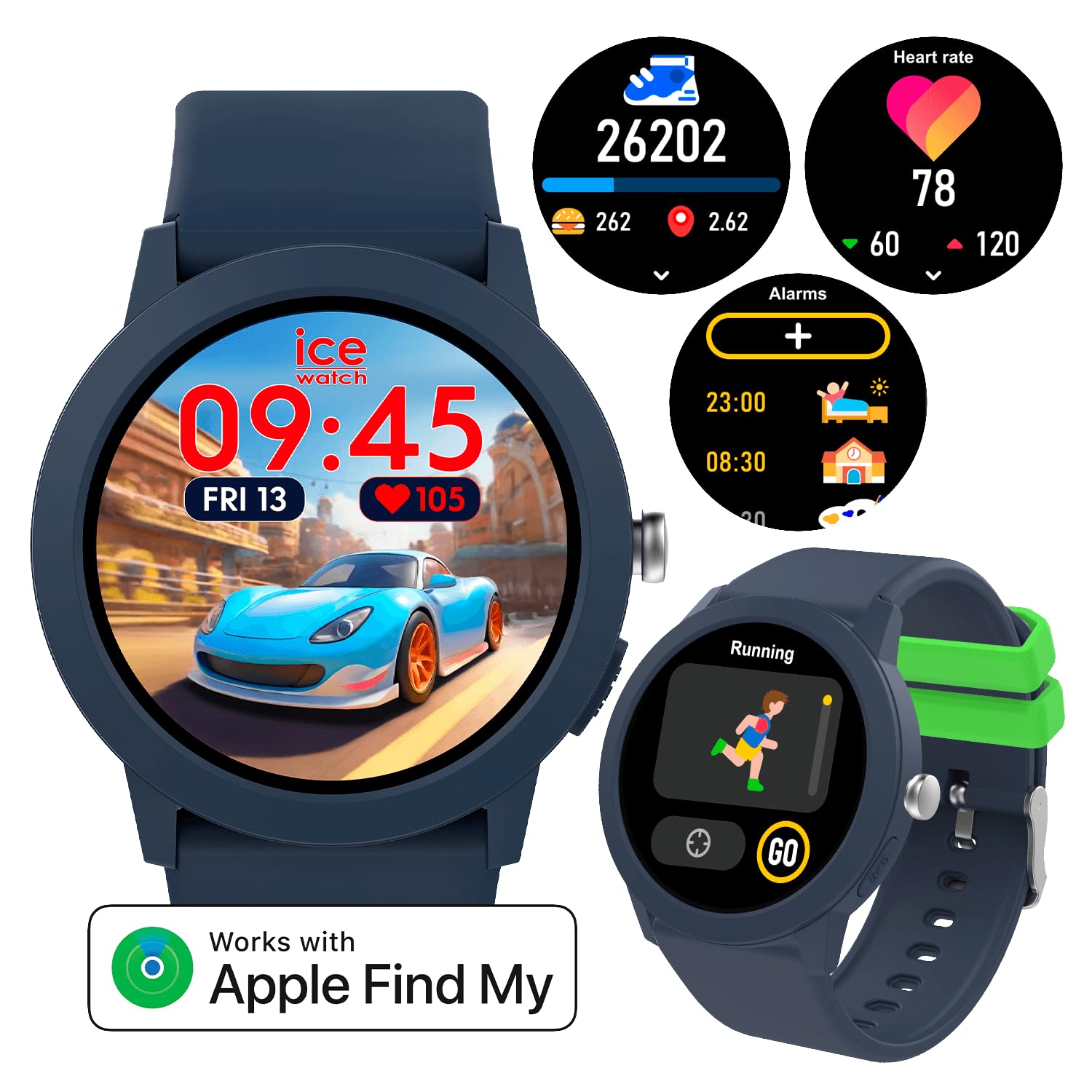 Ice-Watch - ICE smart junior RD Find My Blue - Orologio smart localizzabile blu per bambino con cinturino in silicone - 025441 (39 mm) - Compatibile con Find My, senza abbonamento e senza scheda SIM