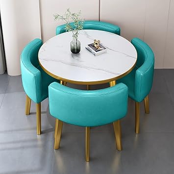 Round Wood Dining Table for 4,Round Dining Table for 4 Set,Round Negotiation Reception Tables and Chairs Combination,for Coffee Shop Milk Tea Shop Living Room Business. Size StyleK