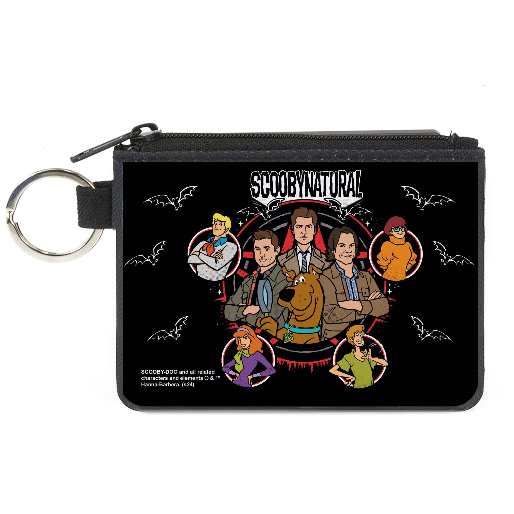 Coin Purse Canvas Scoobynatural 8 Characters Pentagram Bats Black White Red