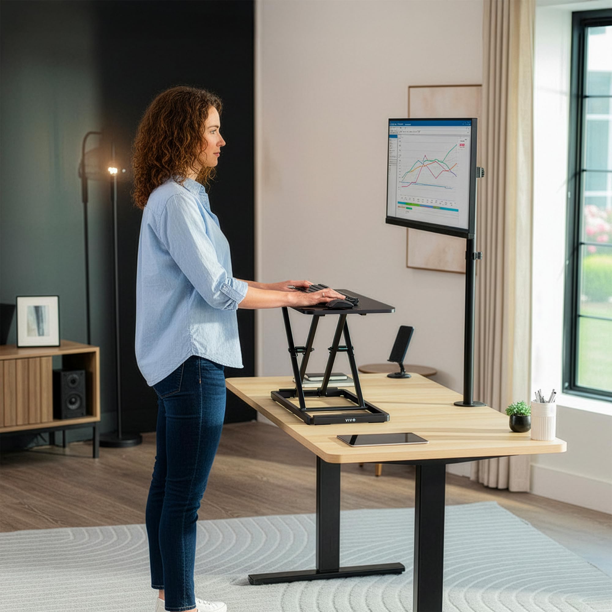 VIVO DESK-V024A - Elevador de Teclado y Mouse con Tijeras, Altura Ajustable, para Estaciones de Trabajo ergonómicas, Color Negro, DESK-V024A
